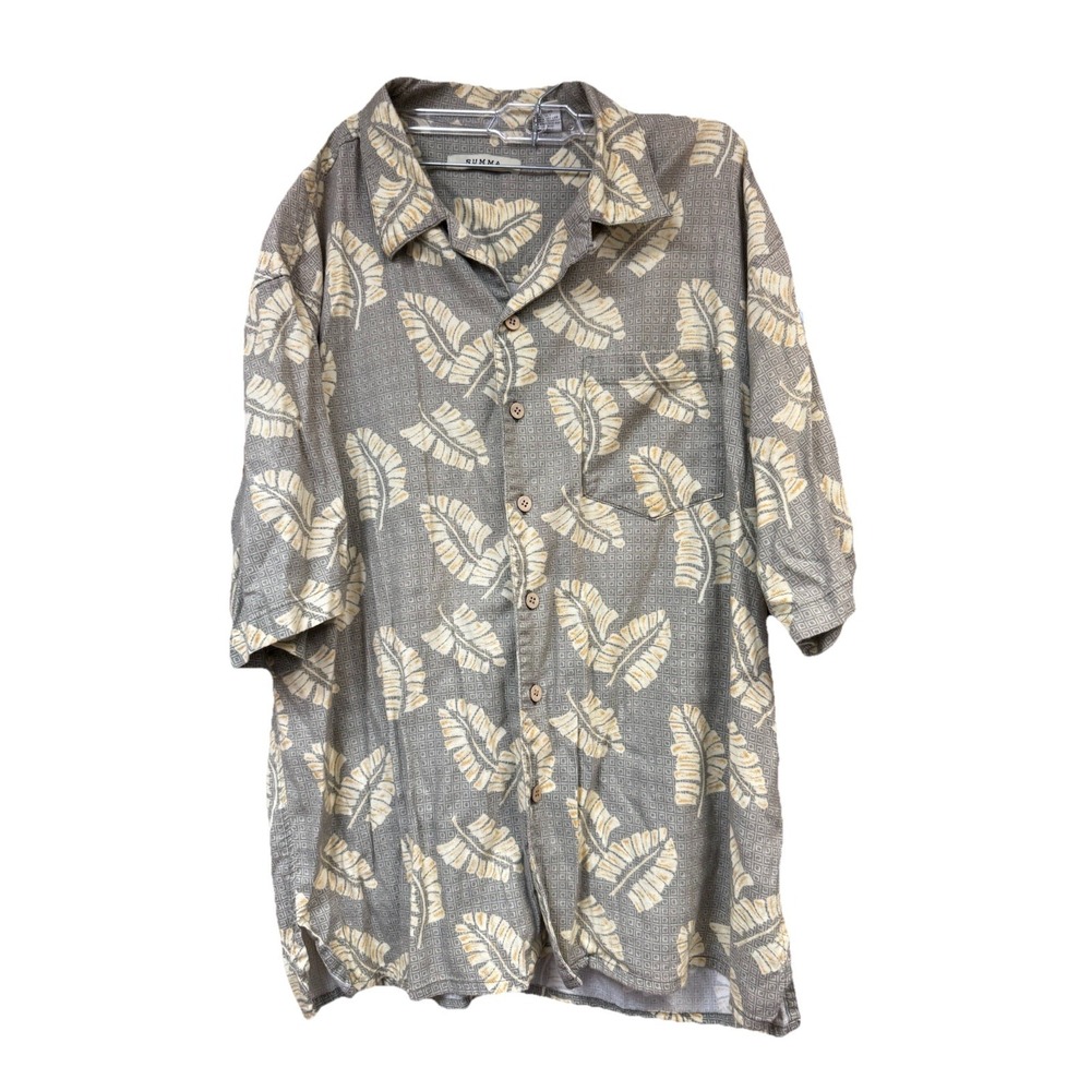 Summa Rayon/Cotton Floral Tropical Button Down Shirt sz XL Short Sleeve Mens